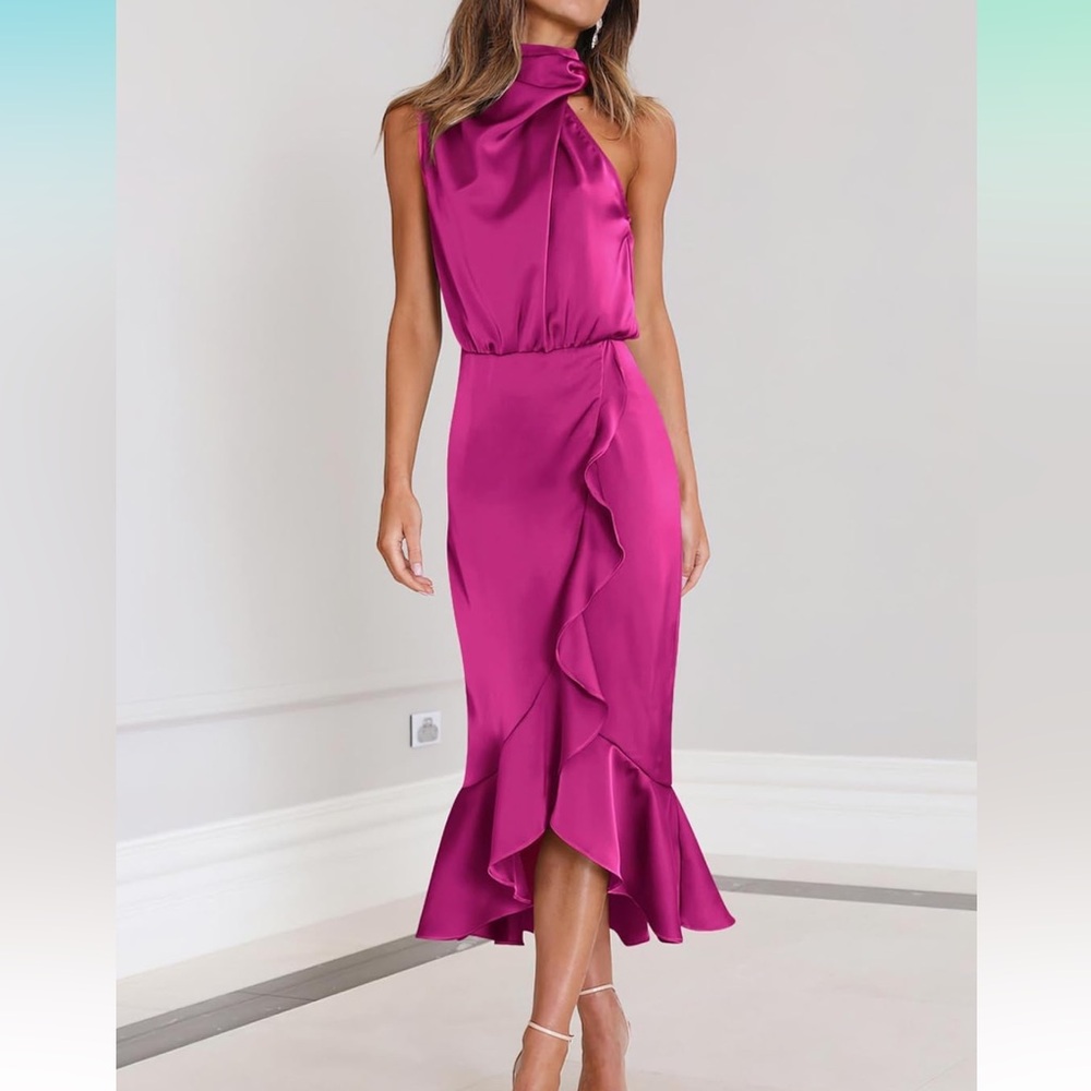 Elegant Pink Ruffle Dress